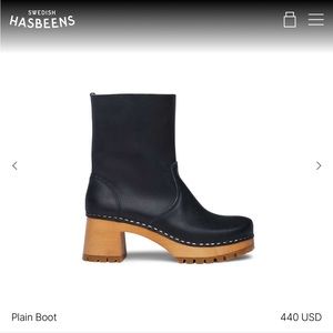 Swedish Hasbeens Black Plain Boot
